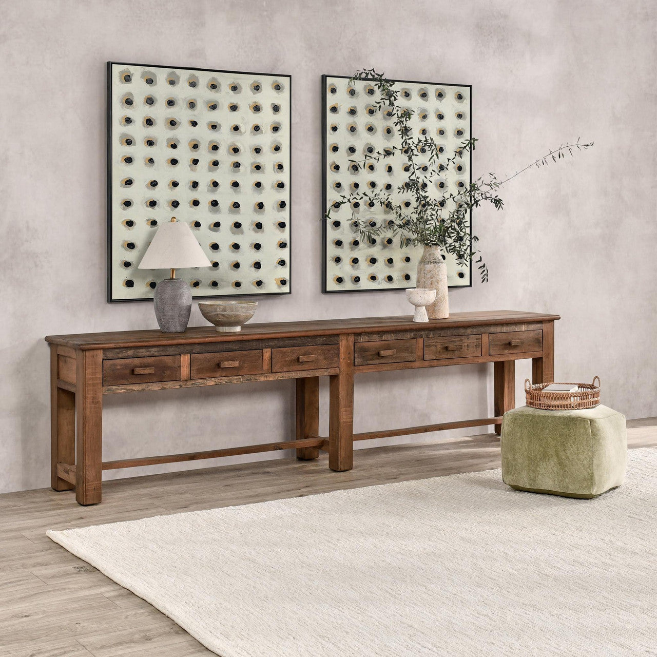Ezra Reclaimed Wood 6Dwr Console Table