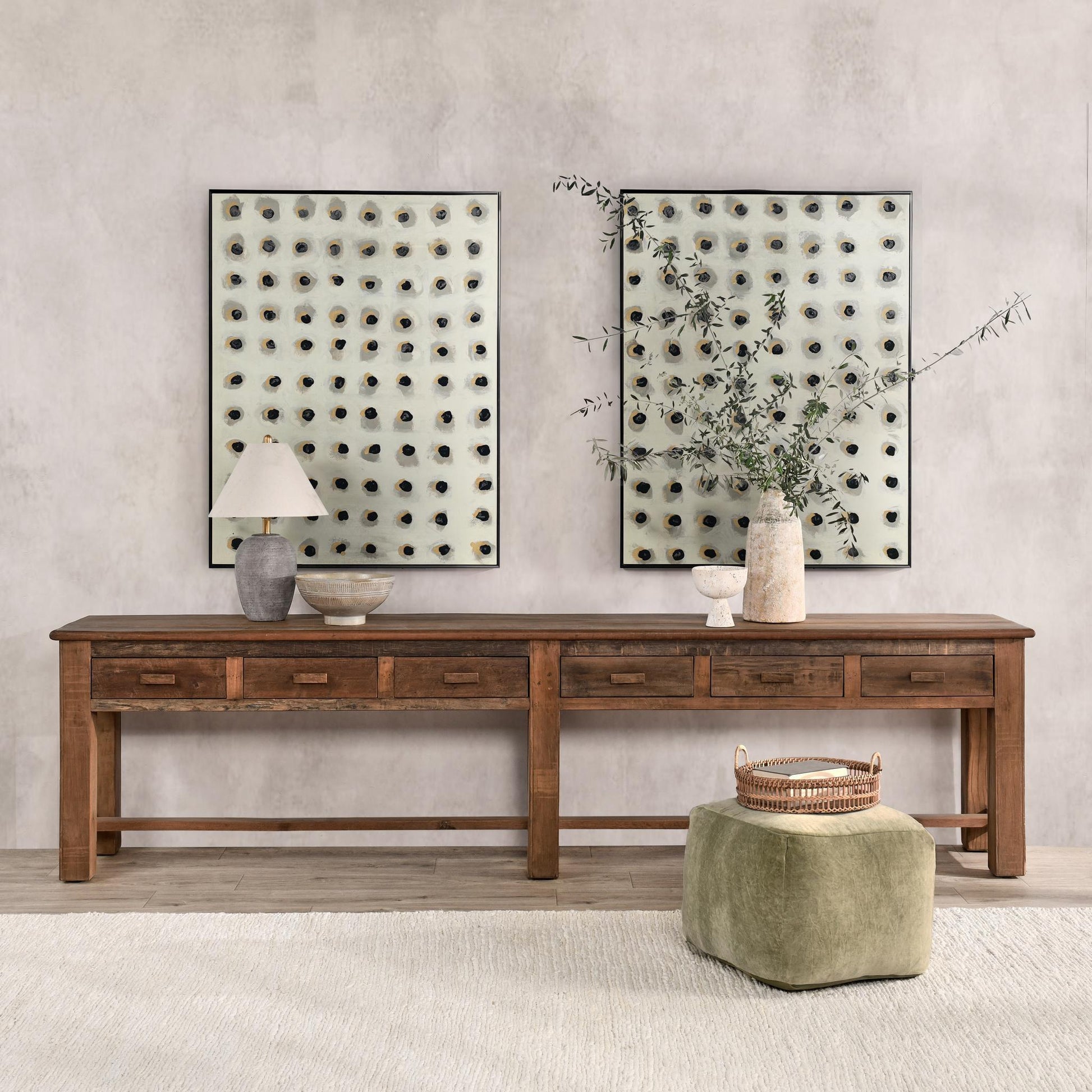 Ezra 6 Drawer Console Table - Natural
