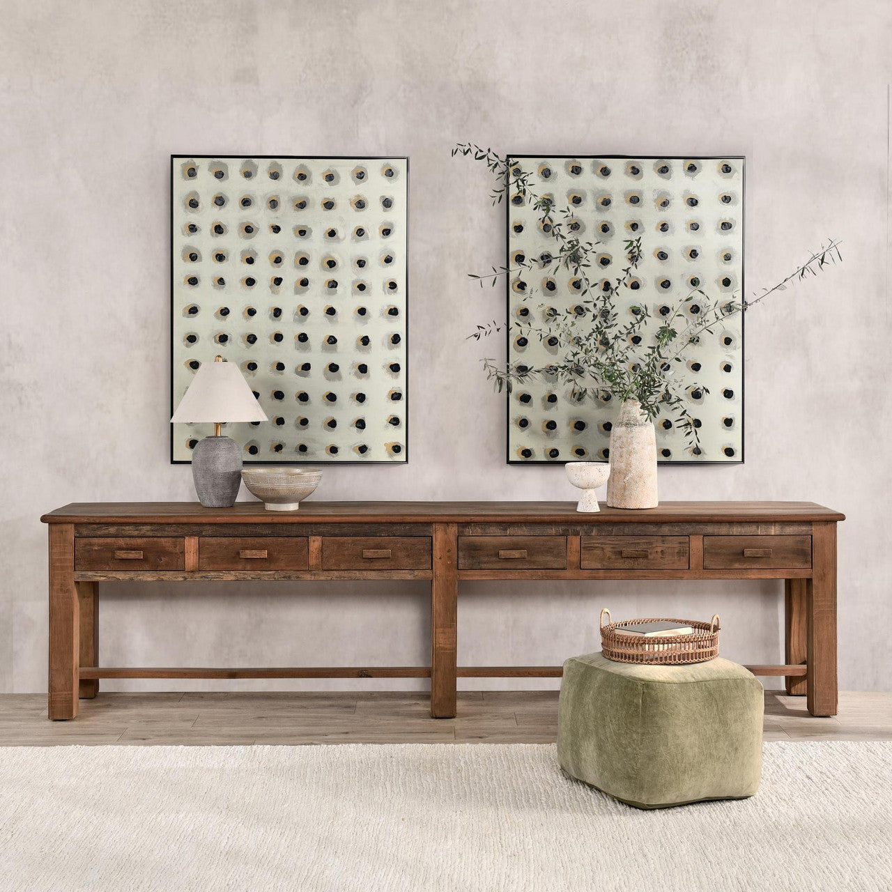 Ezra Reclaimed Wood 6Dwr Console Table