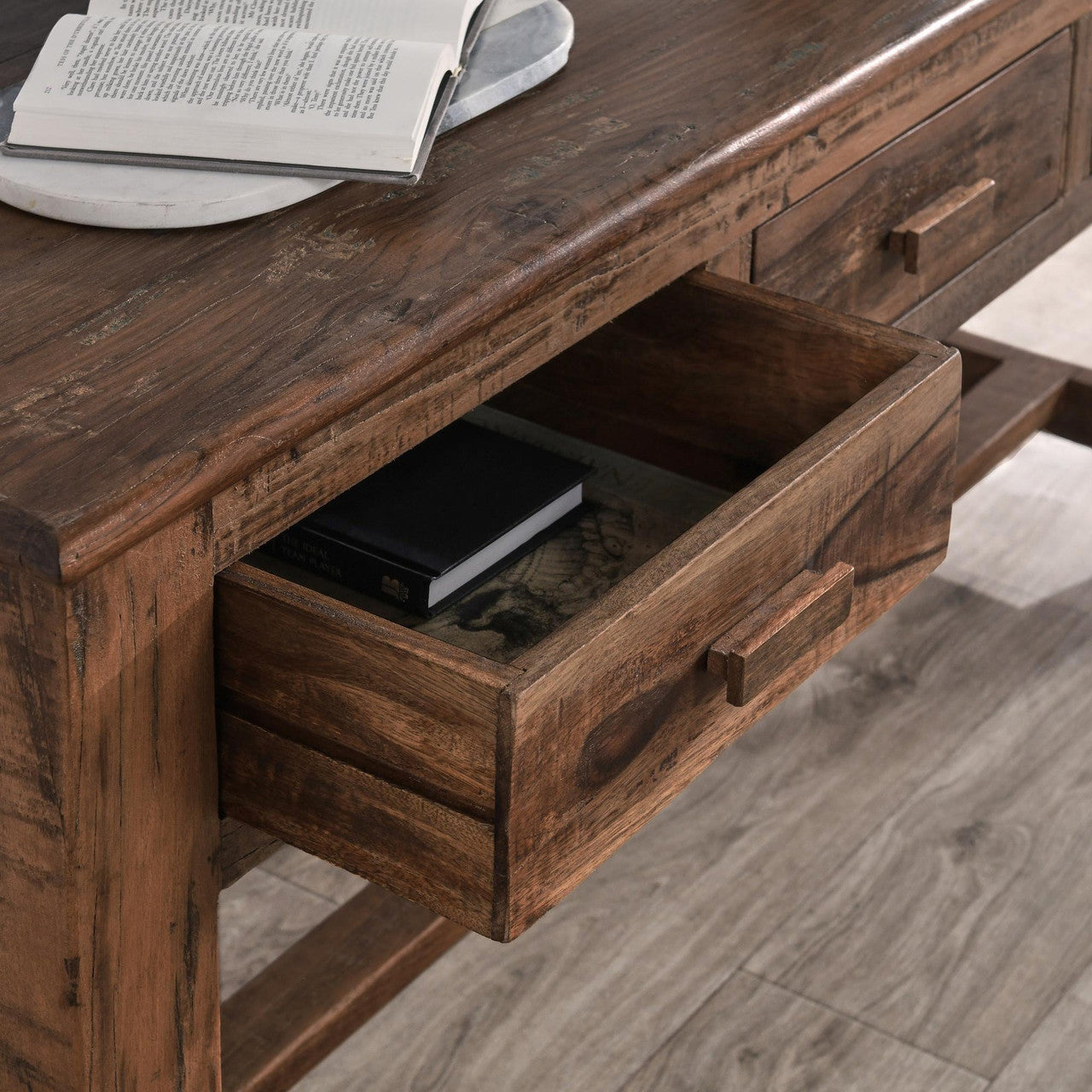 Ezra Reclaimed Wood 3Dwr Console Table