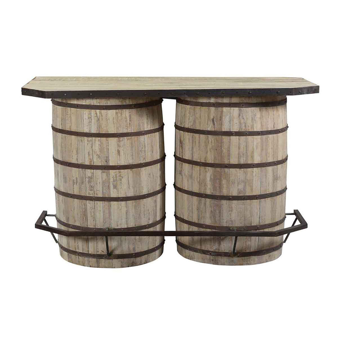 64" Reclaimed Wood Barrel Bar