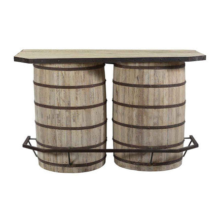 64" Reclaimed Wood Barrel Bar