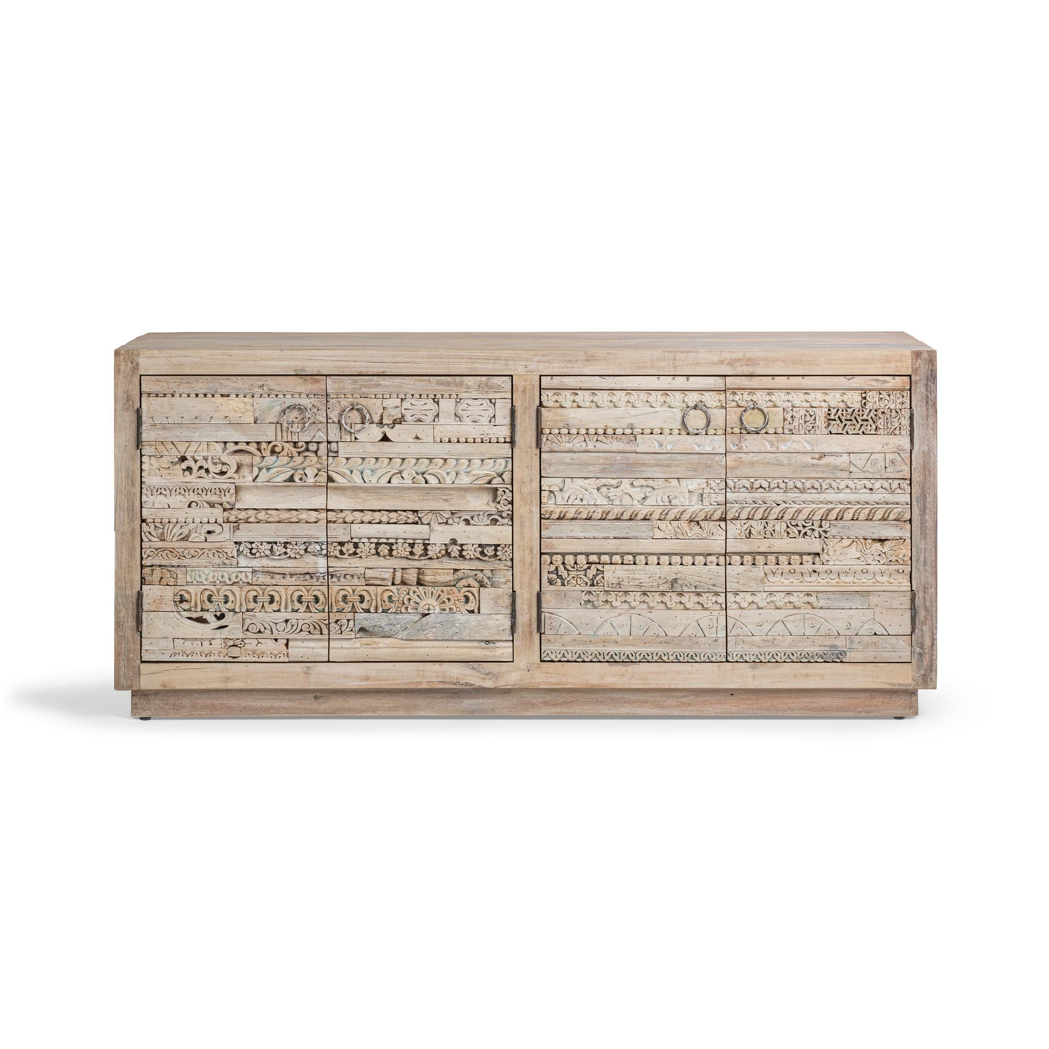 Alta 4 Door Cabinet - Butterwood Blend - Antique White