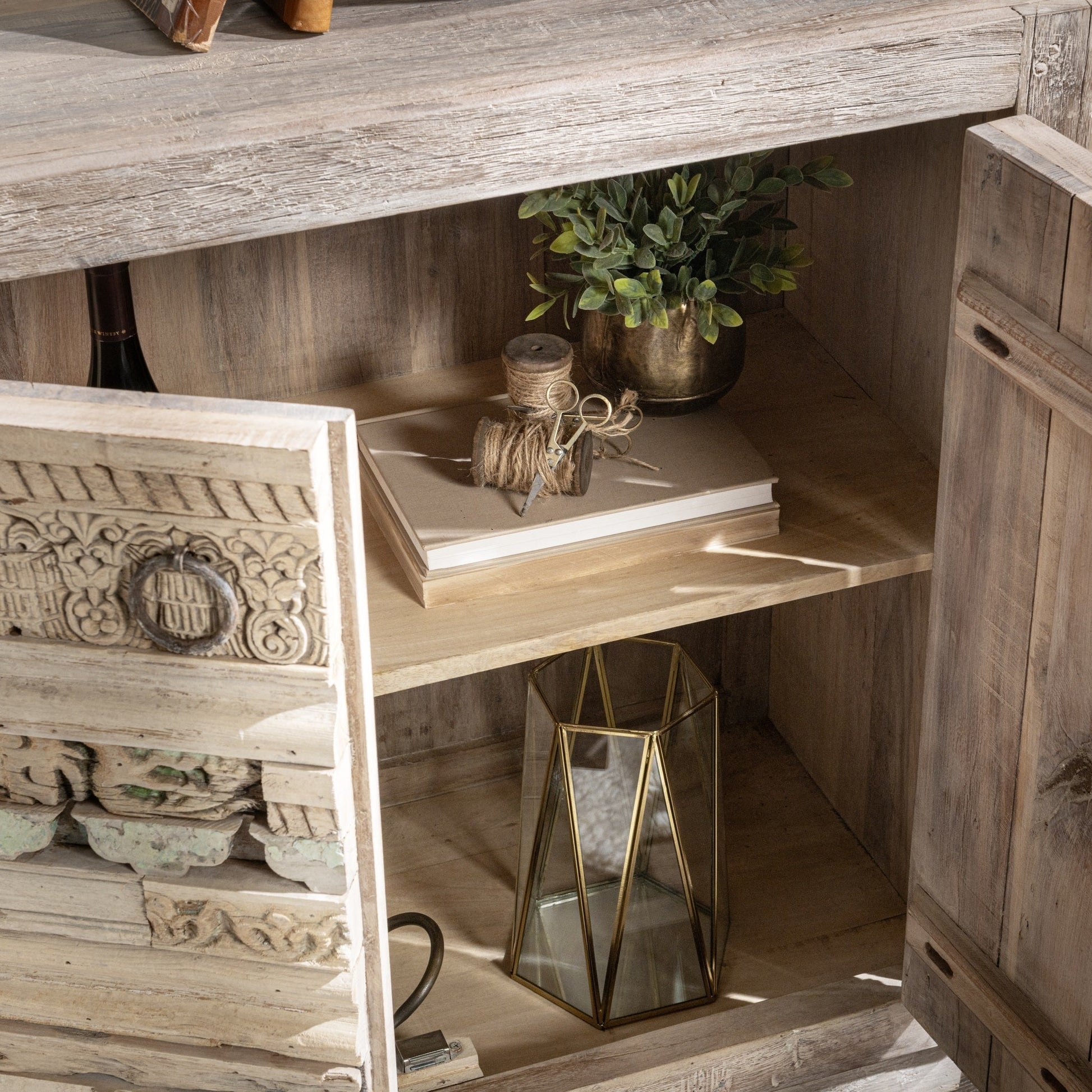 Alta 4 Door Cabinet - Butterwood Blend - Antique White