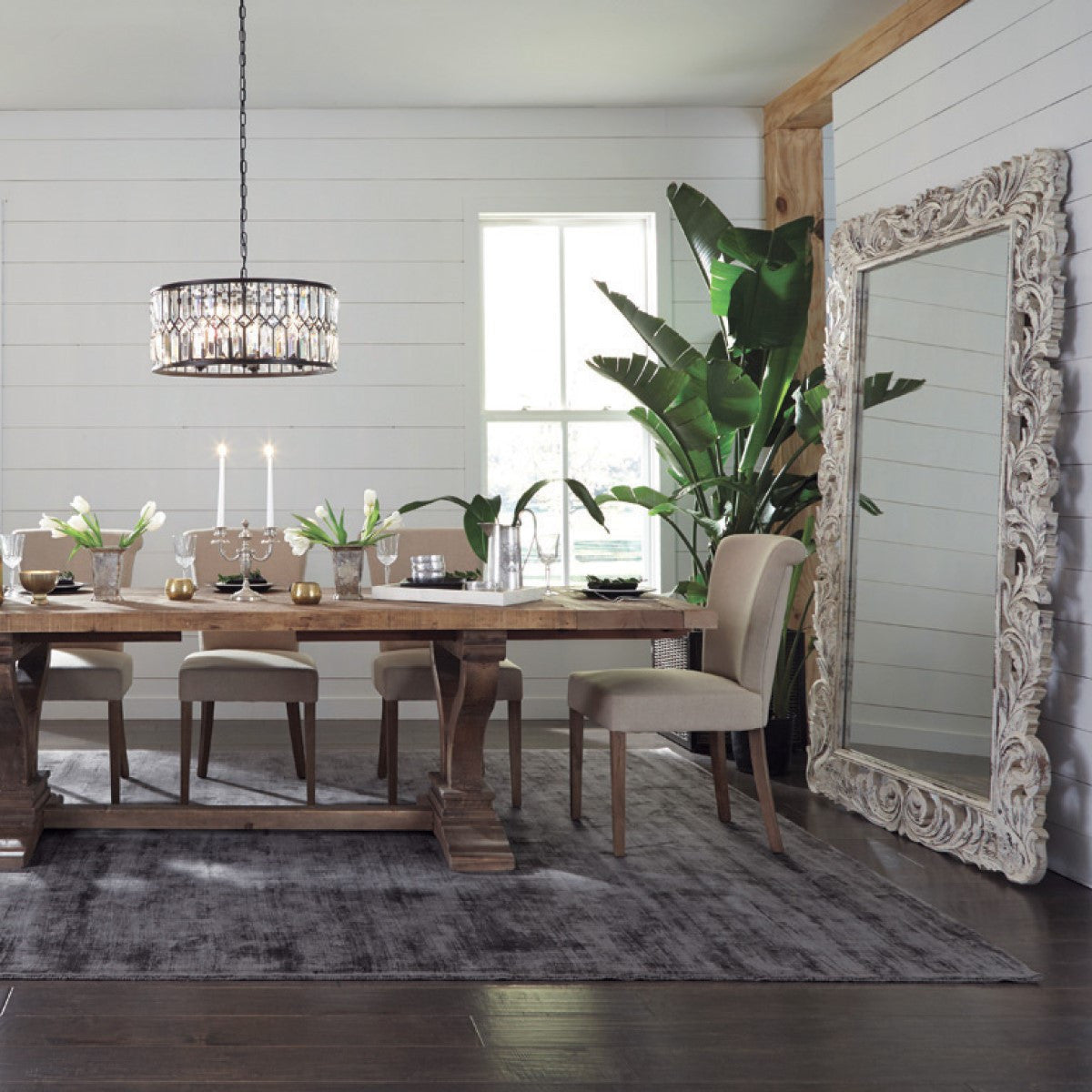 Sophia White Carved Mirror