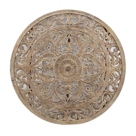 60" Round Wood Carved Panel