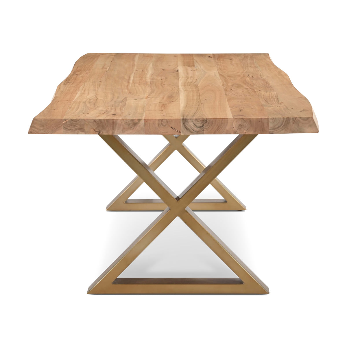 Brooks Dining Table X Base 40" x 79" Teak Top - Brass Base by Urbia - detail 3