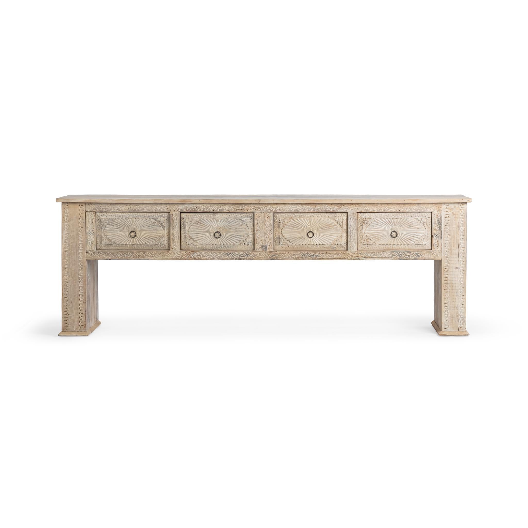 Qena 4 Drawer Console Table - Butterwood Blend