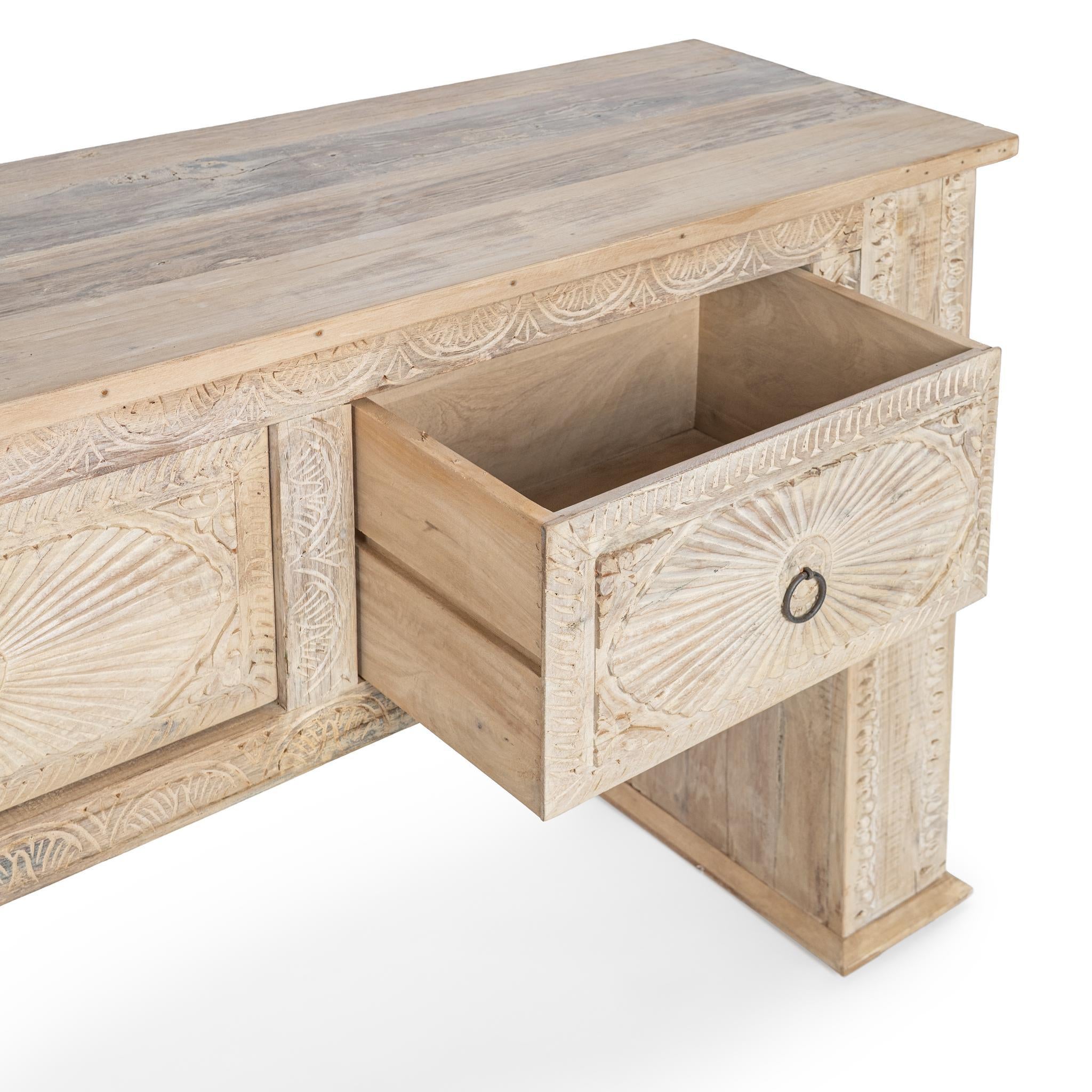Qena 4 Drawer Console Table - Butterwood Blend