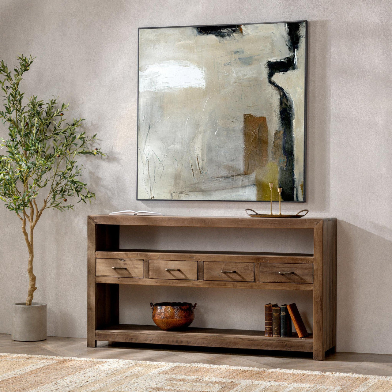 Mattai Reclaimed Wood 4Dwr Console Table