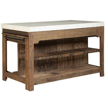 Rustic Marble Top Kitchen Island - 61"