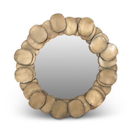 Elements Suri Mirror 33"Dia. - Antique Brass