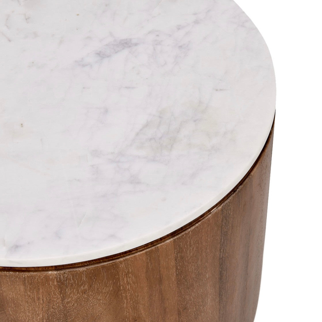 Josie Round Wood and Marble 22" End Table