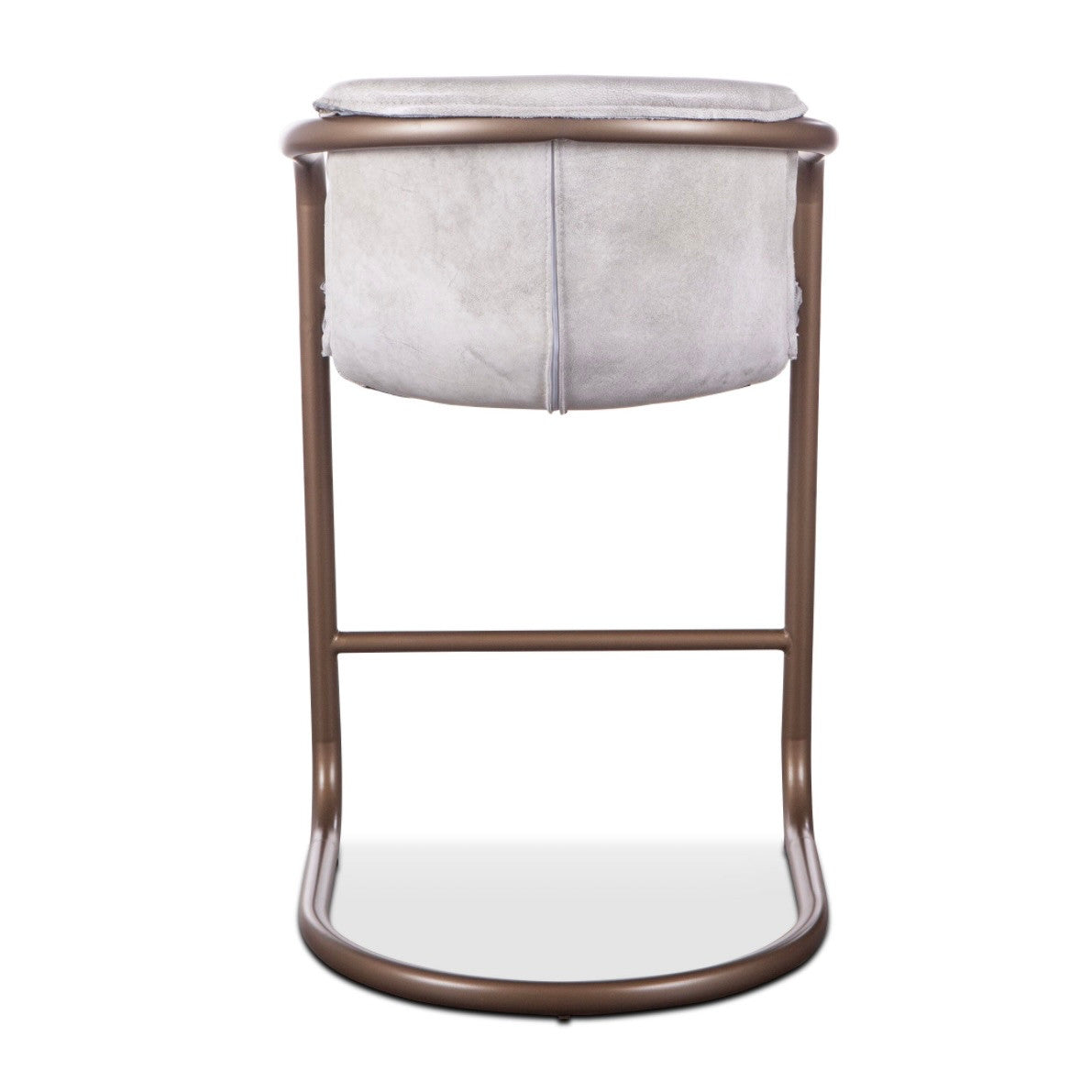 Industrial Loft Metal and Vintage White Leather Counter Stool
