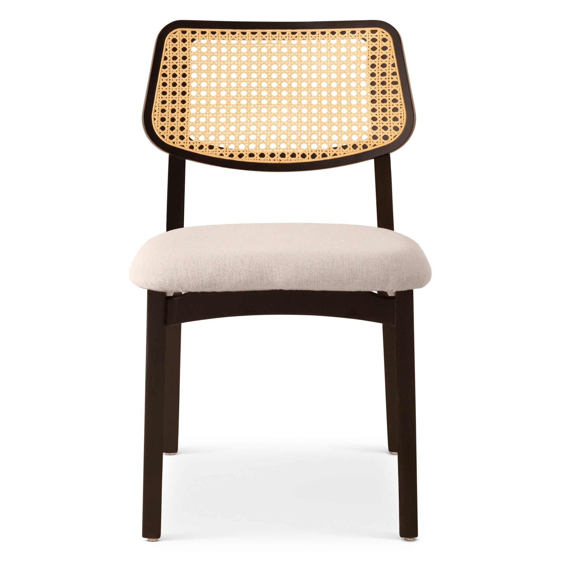 Modern Brazilian - Beth - Cane Side Chair - Medley Ivory Seat - Ebano Frame - Natural Cane Webbing by Urbia
