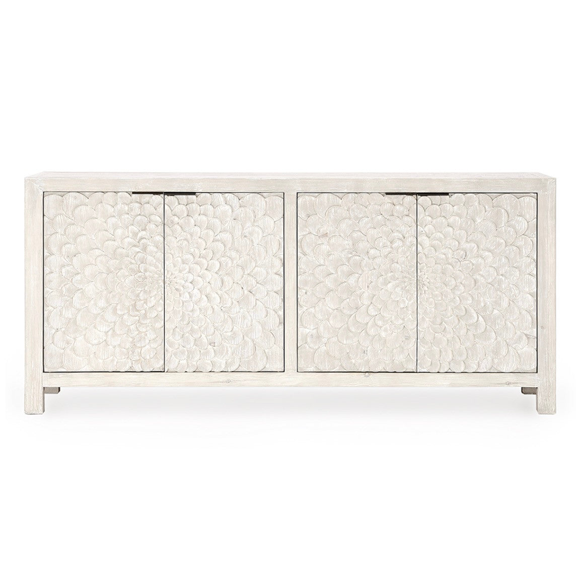 Astrid 4-Door Reclaimed Wood Sideboard in Vintage Cream 86"