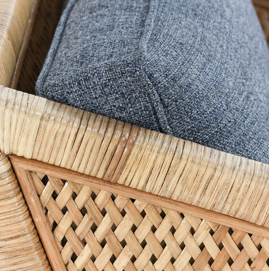 Kaitlin Rattan Accent Chair Natural/Blue