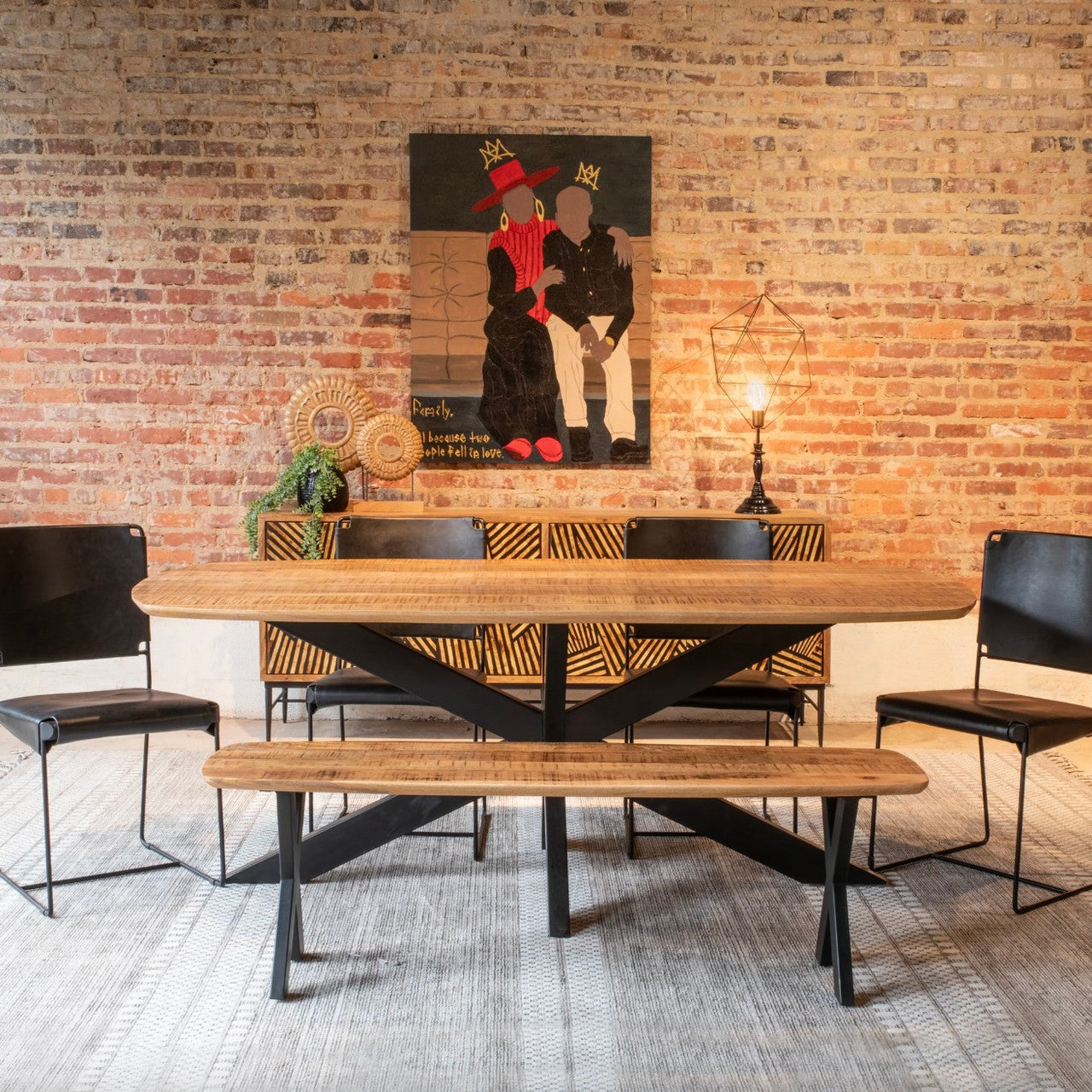 Rapallo Mango Wood and Iron Bench Natural 60"