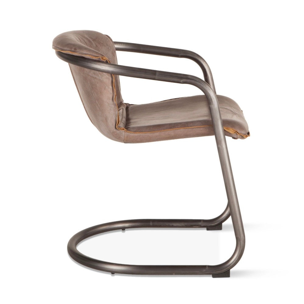 Industrial Loft Metal and Leather Dining Chair in Jet Brown