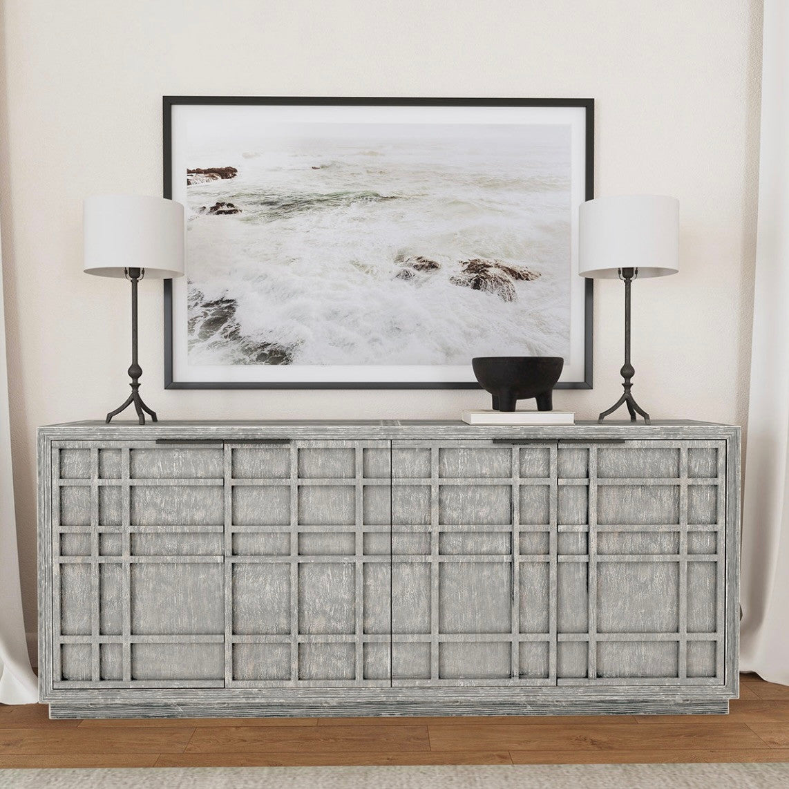 Chandler 4-Door Reclaimed Wood Sideboard in Antique Blue