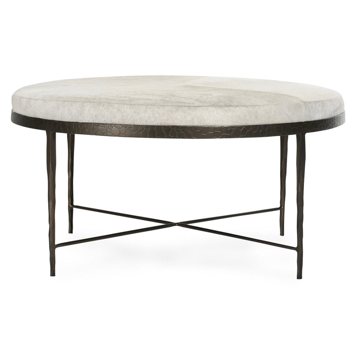 Bose Cream Hide Upholstered Round Coffee Table 36"