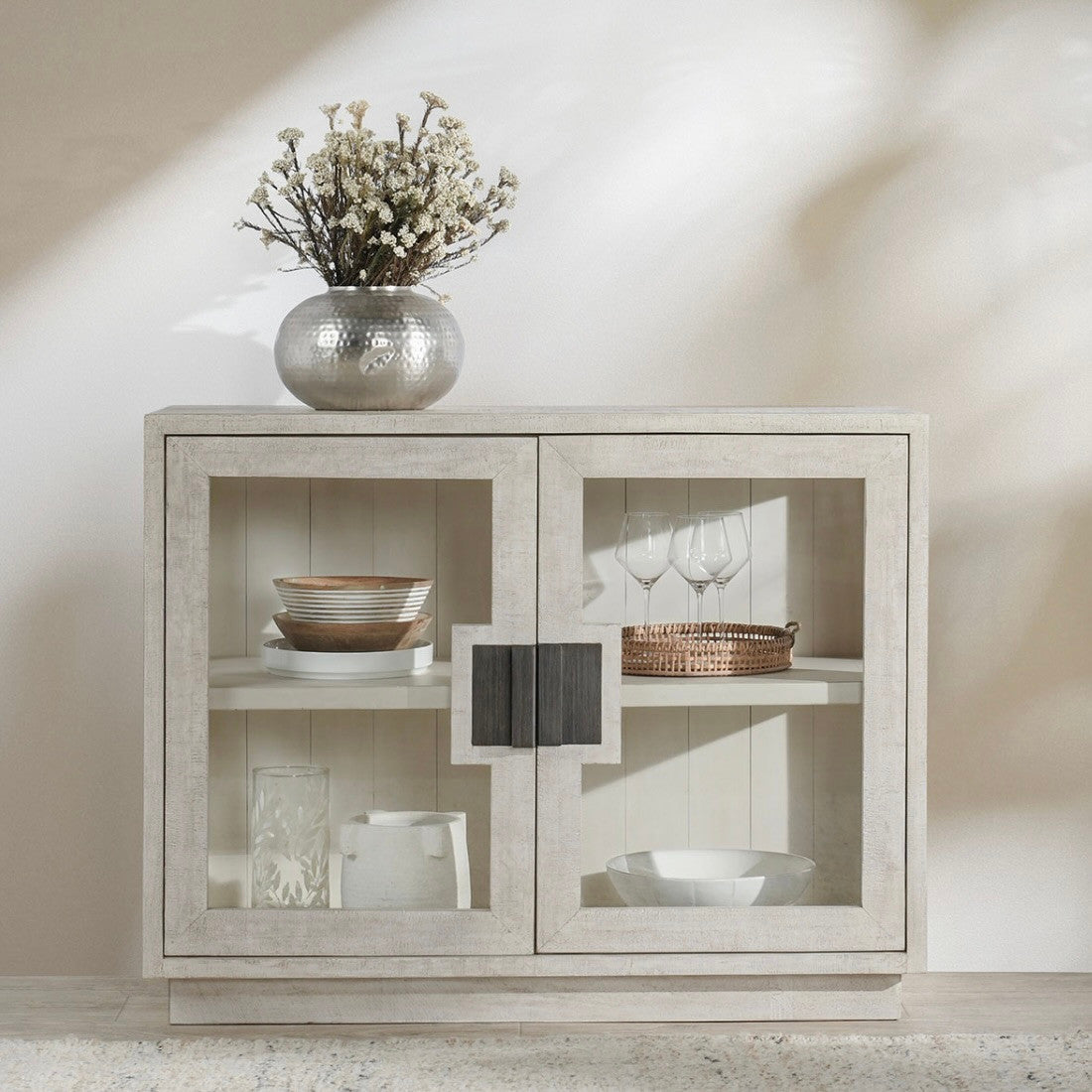 Larson Reclaimed Pine 2-Door Cabinet 46" - White Wash