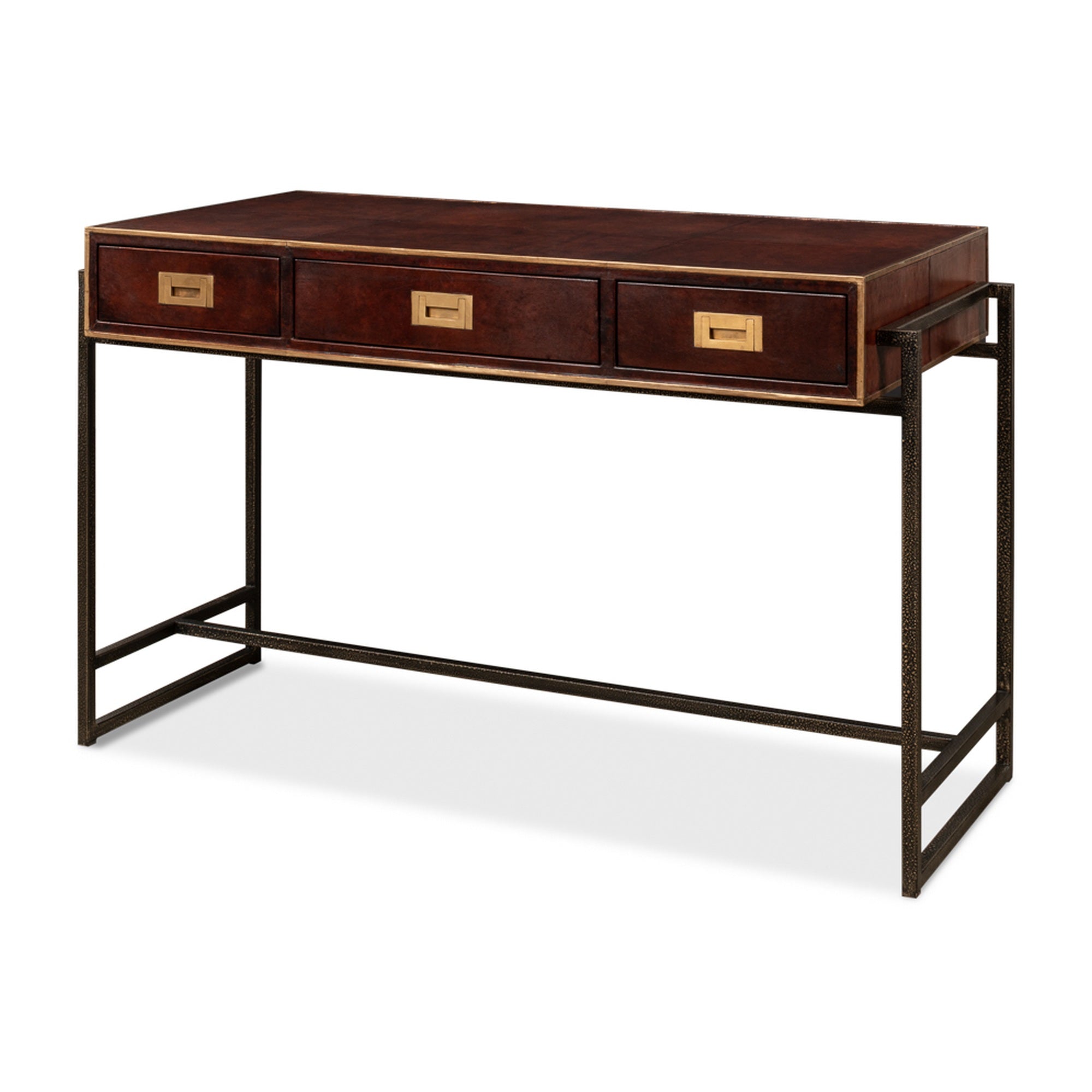 Old Brown Leather Desk by Sarreid Ltd