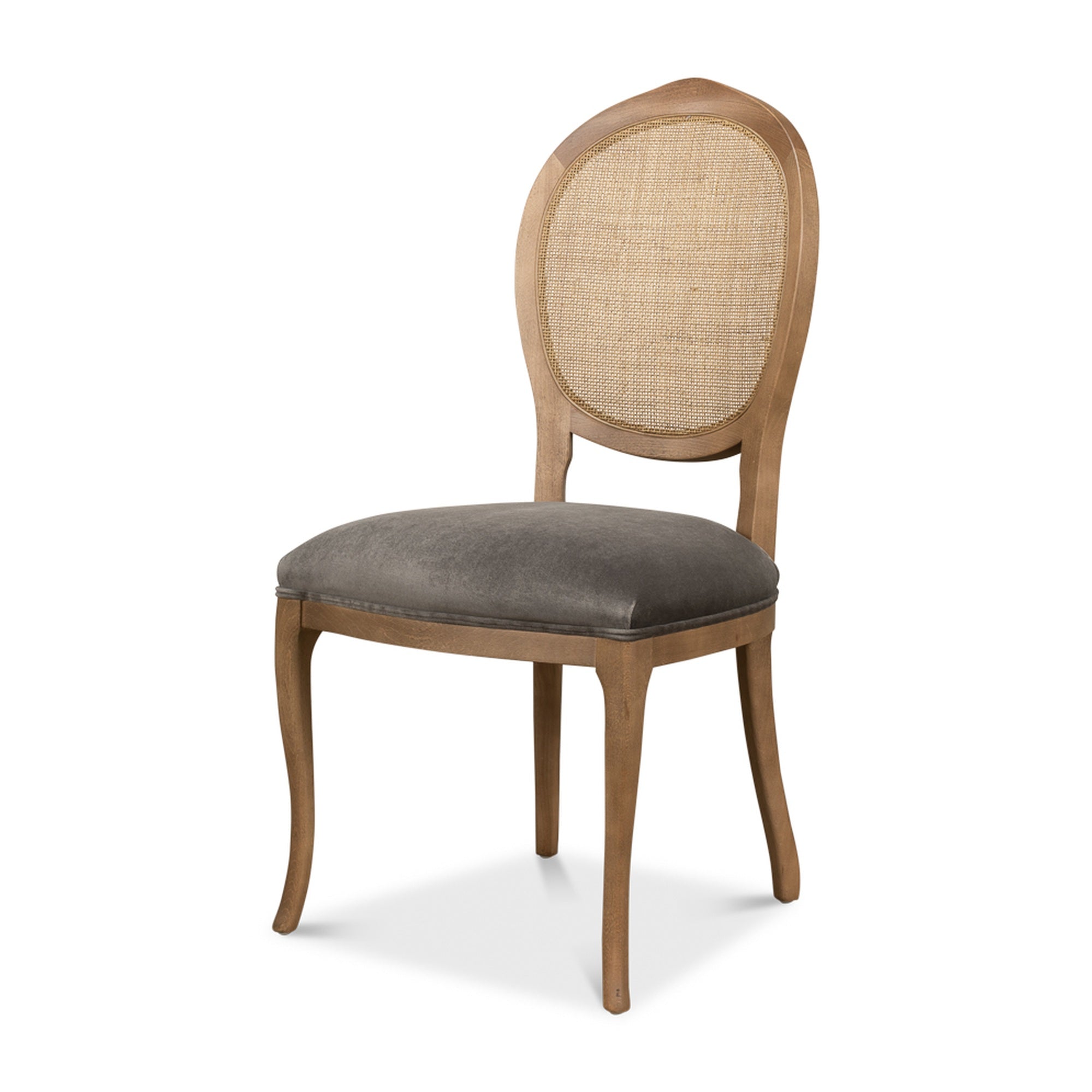 Oval Cane Back S/Chair, Drftwd,Charcoal by Sarreid Ltd
