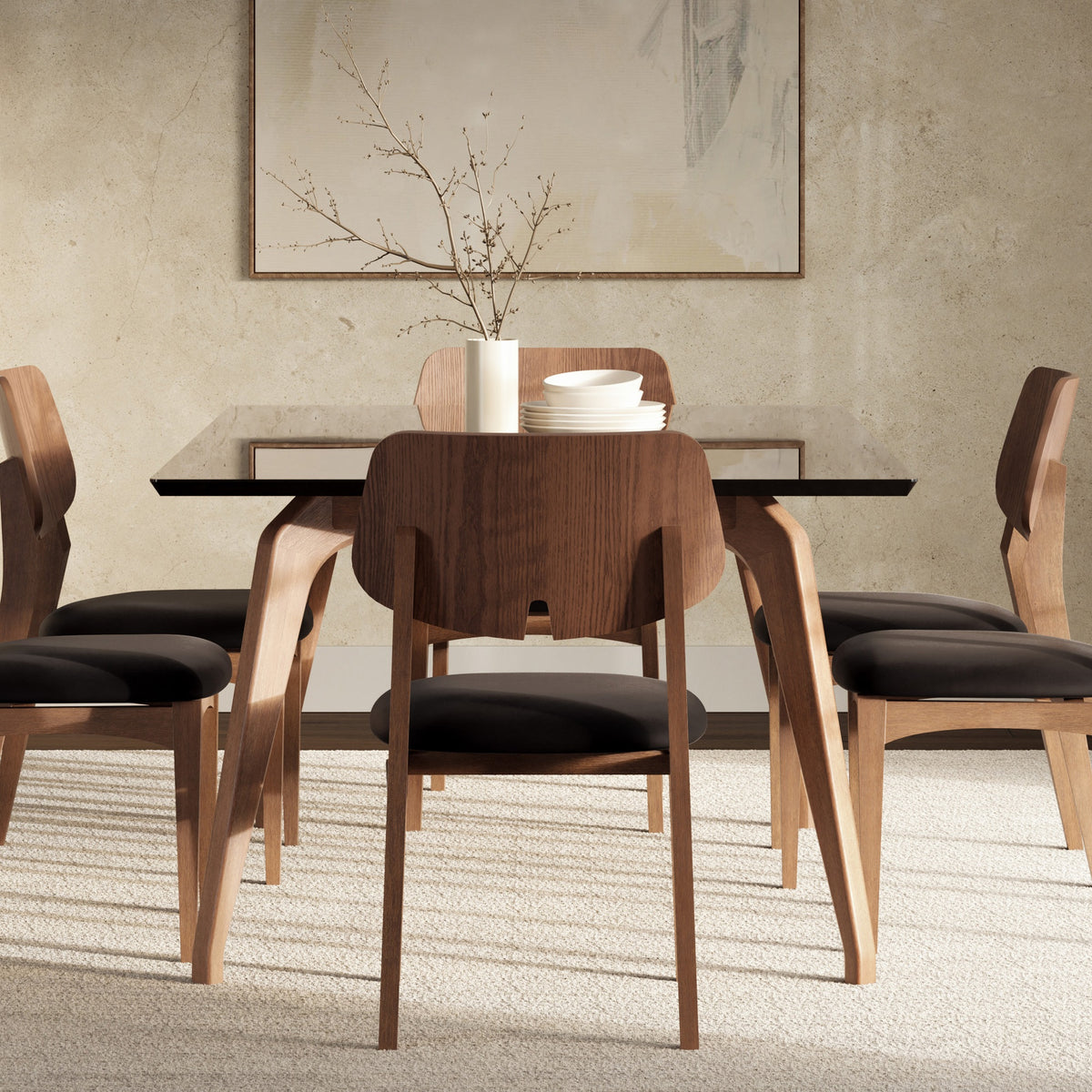 Giane Glass Top Dining Table Black, Nogal, 71" by Urbia - detail 6