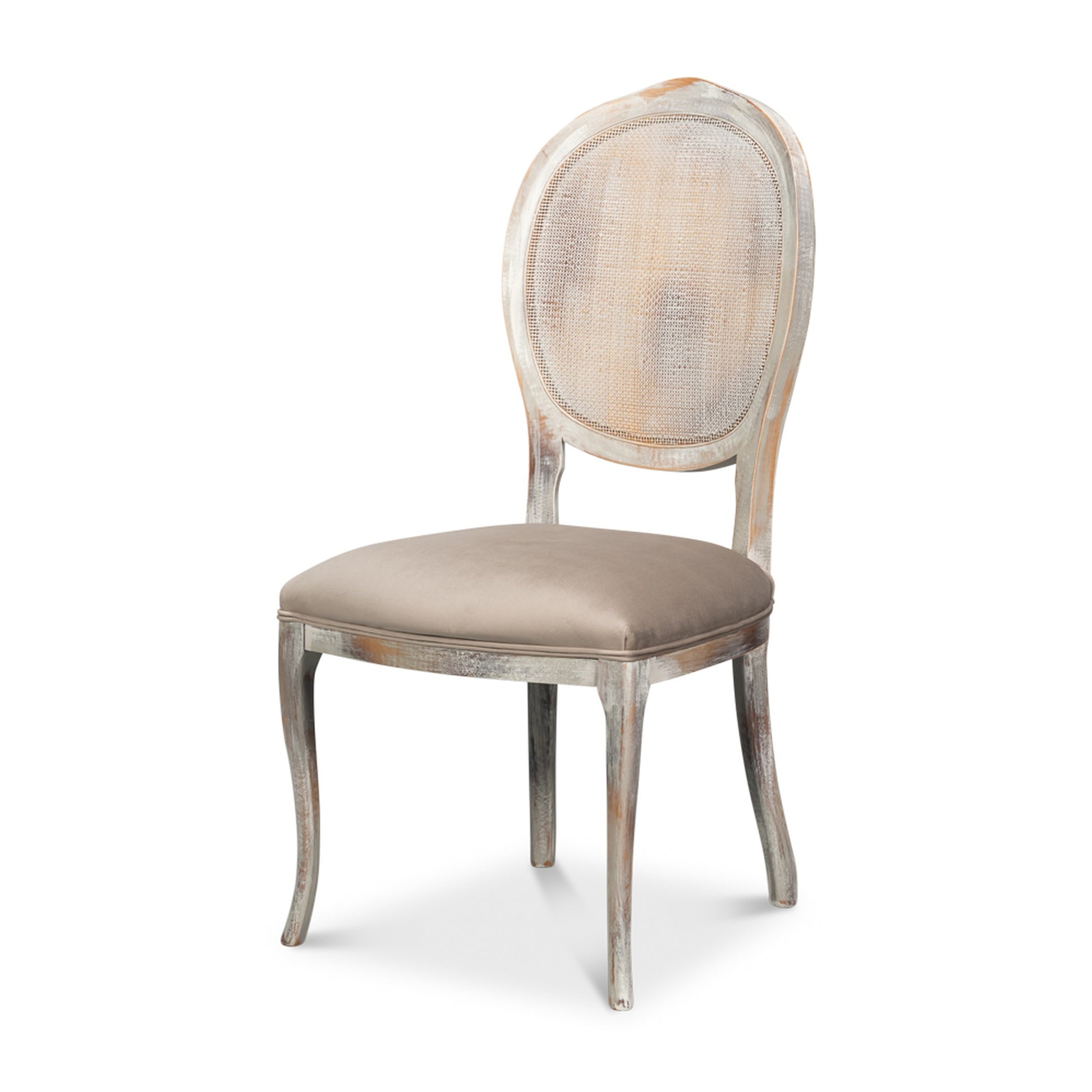 Oval Cane Back S/Chair, Grey Oak, Grey by Sarreid Ltd