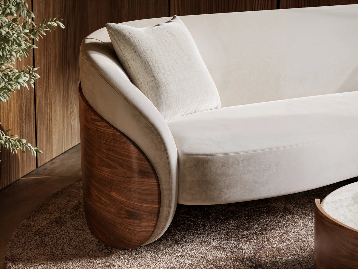 Fleur Wood Back Sofa Porcini 102" by Caracole - view 4