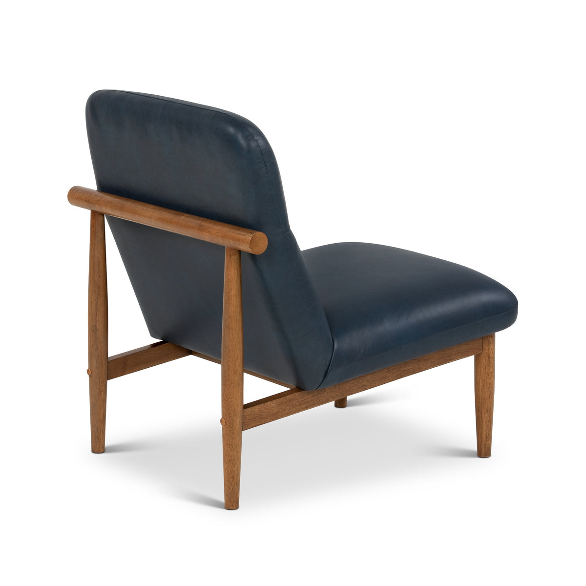 Hudson Leather Accent Chair Dark Oak, Oxford Blue by Urbia - detail 4