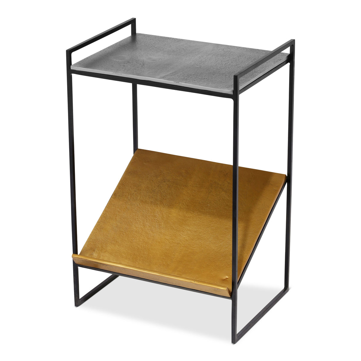 Noemi Cast Aluminum Magazine End Table Vintage Silver, Antique Brass by Urbia - detail 2