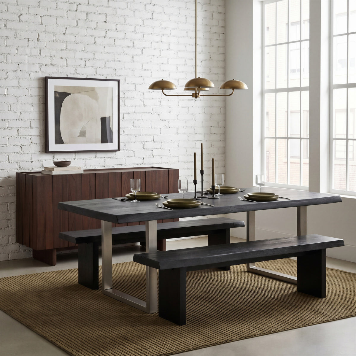 Brooks Dining Table U Base 40" x 92" Ebonized Top - Pewter Base by Urbia - detail 5