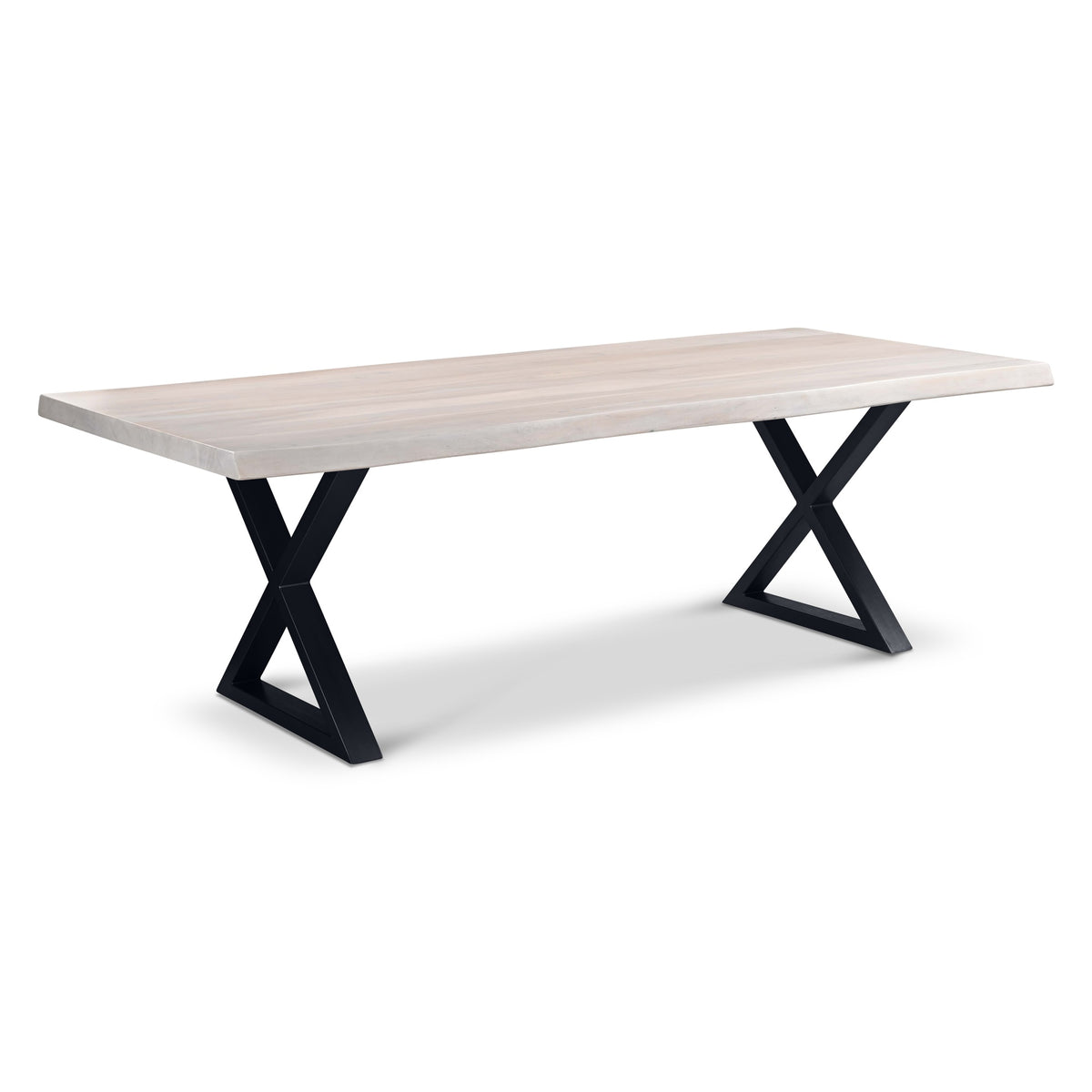 Brooks Dining Table X Base 40" x 92" White Wash Top - Black Base by Urbia - detail 2