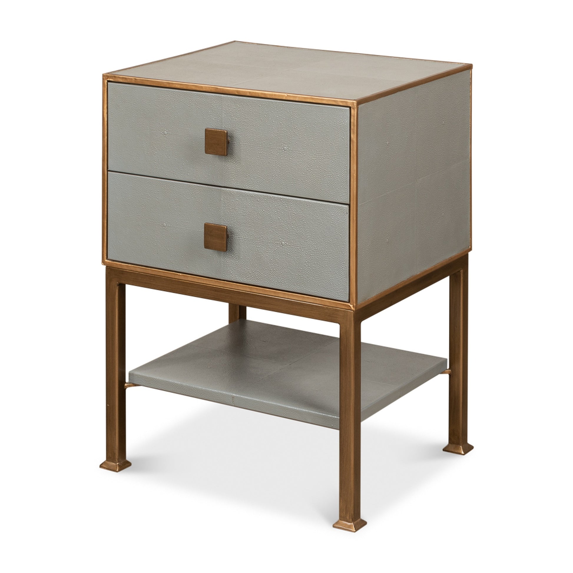 Gillian Two Drawer Nightstand, Storm Gry by Sarreid Ltd