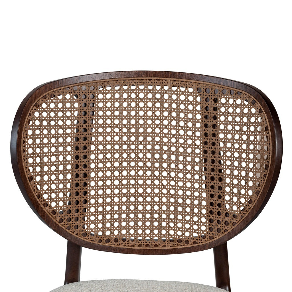 Modern Brazilian Joelma Cane Side Chair Medley Ivory Seat Nogal Frame - Nogal Cane Webbing by Urbia - detail 7