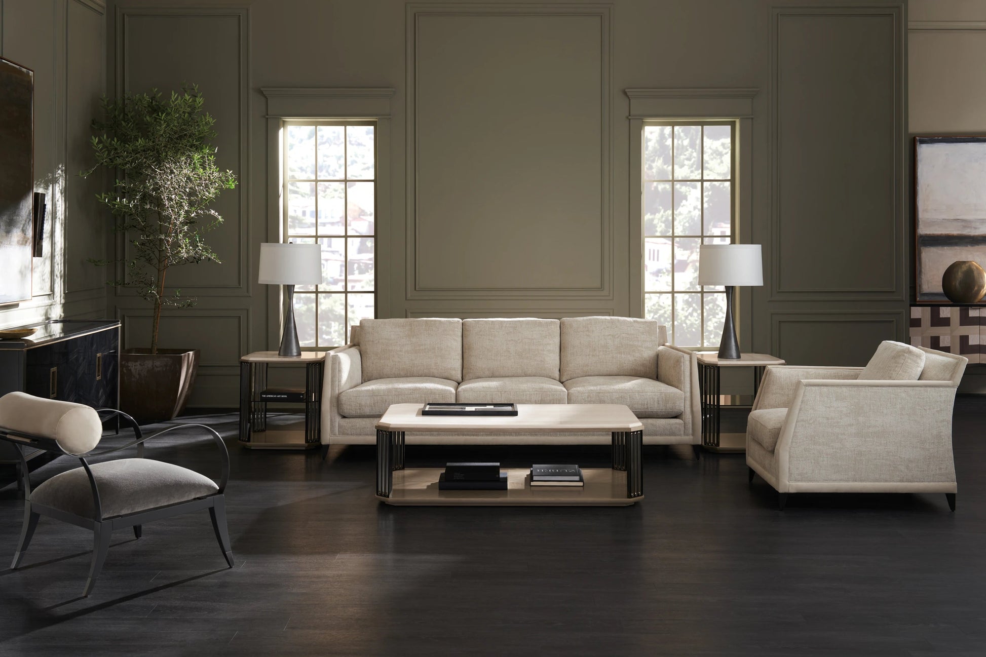 Limitless Sofa-Ecru Brushed Deep Bronze 96" by Caracole - view 3