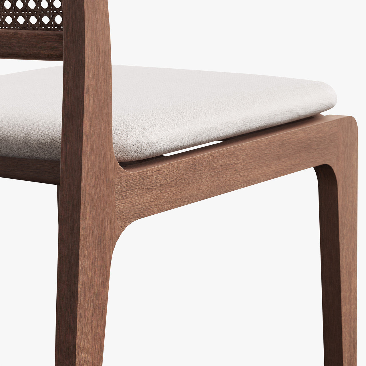 Modern Brazilian - Larissa Side Chair - Harvest Natural Upholstery - Nogal Frame