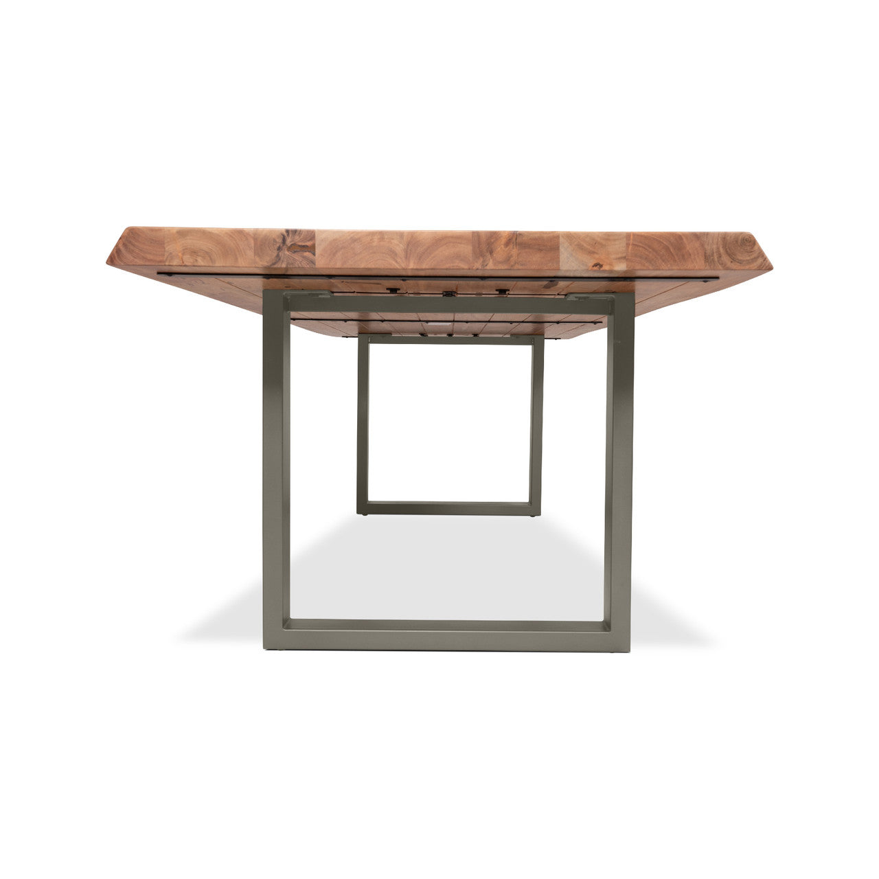Brooks - Dining Table - U Base - 40" x 116" - Teak Top - Pewter Base
