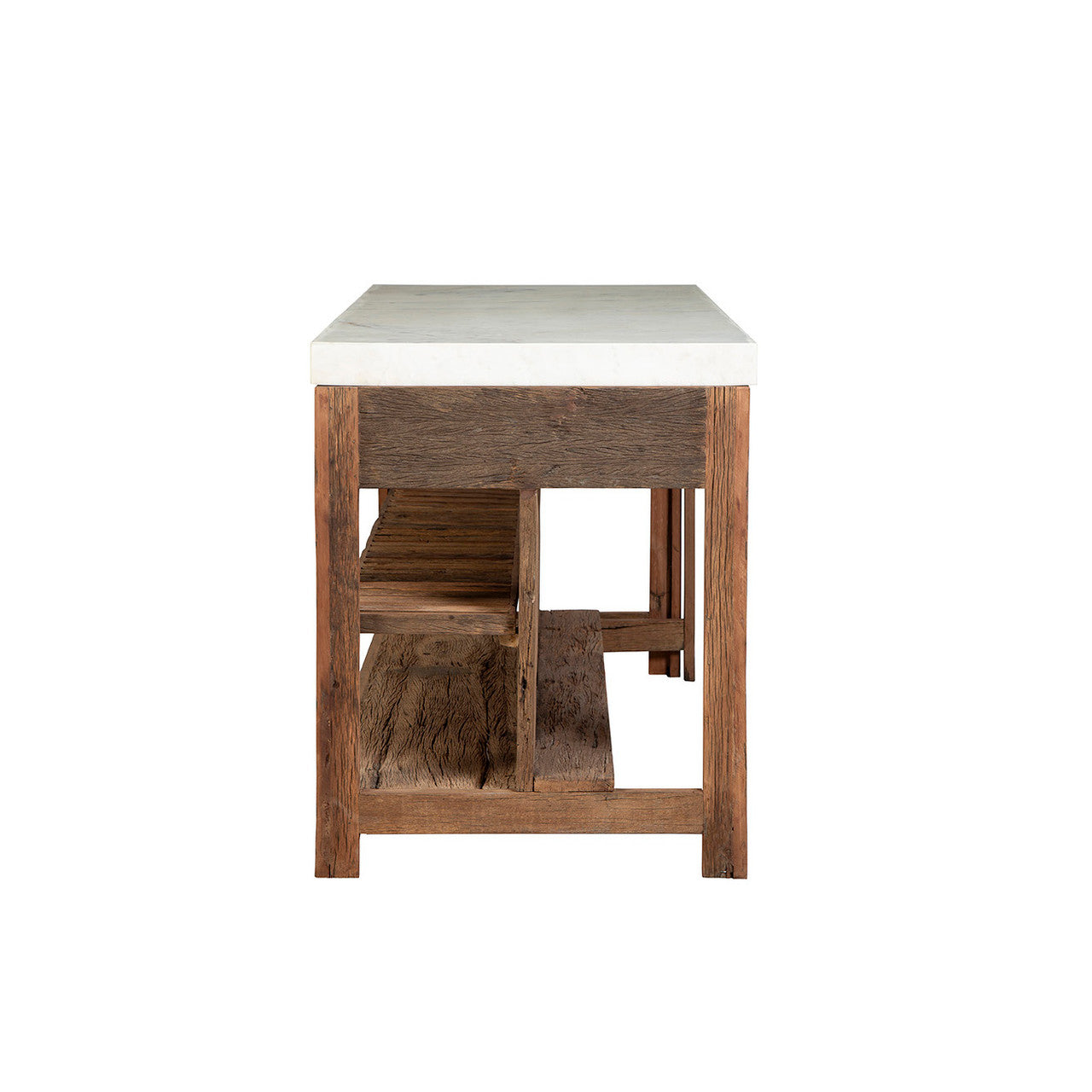 Rustic Marble Top Kitchen Island - 61"