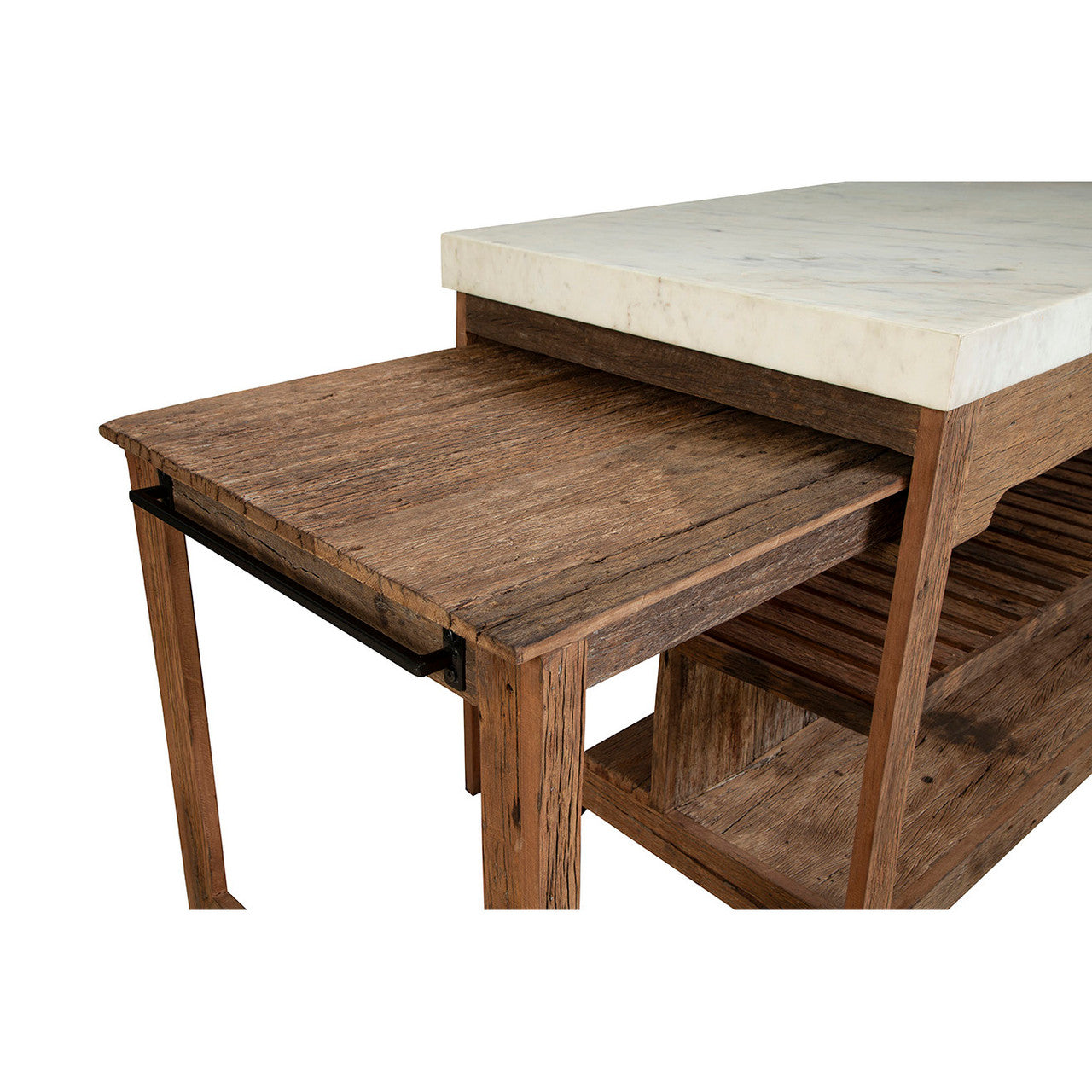 Rustic Marble Top Kitchen Island - 61"