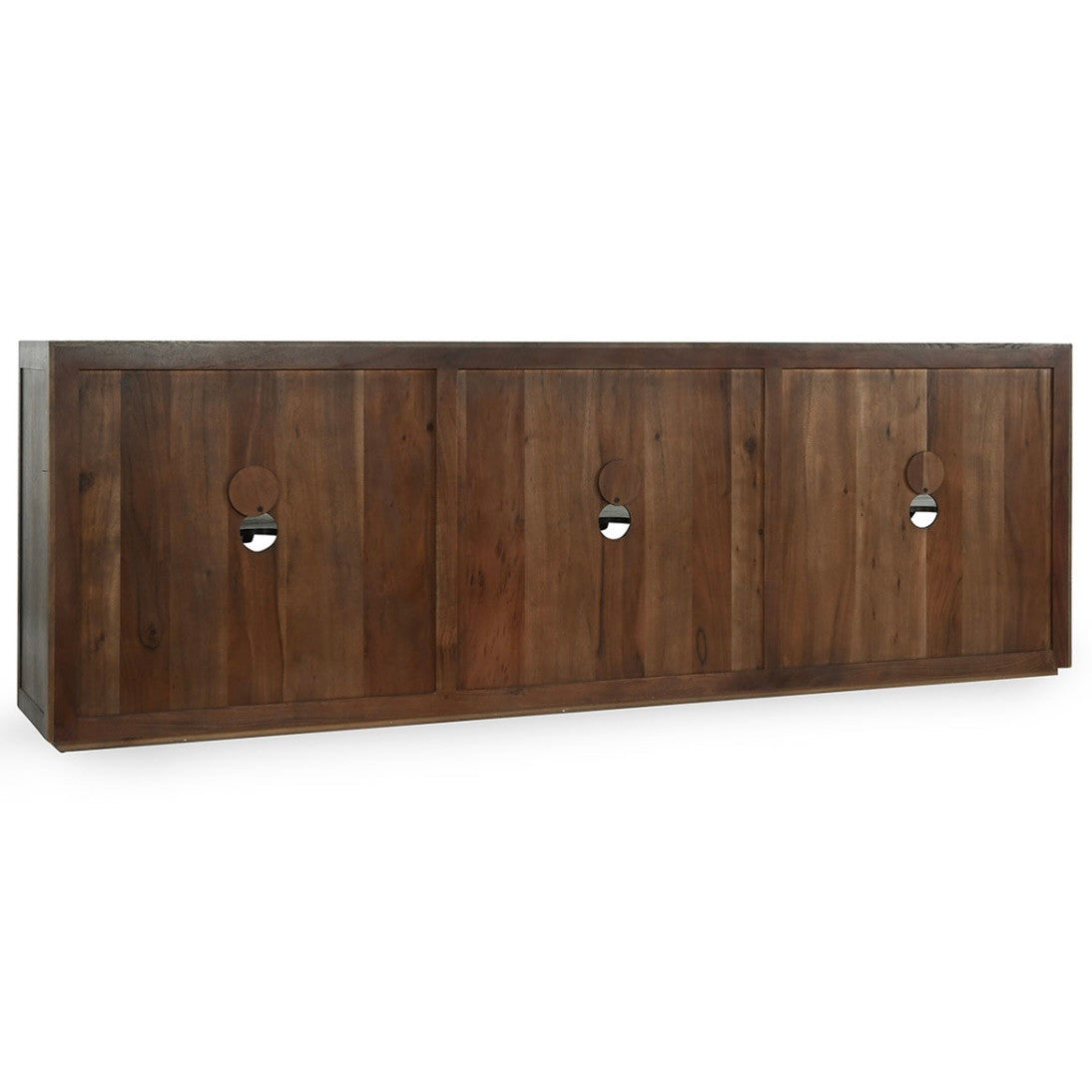 Amy Oak Wood 6 Glass Door Media Cabinet 108"