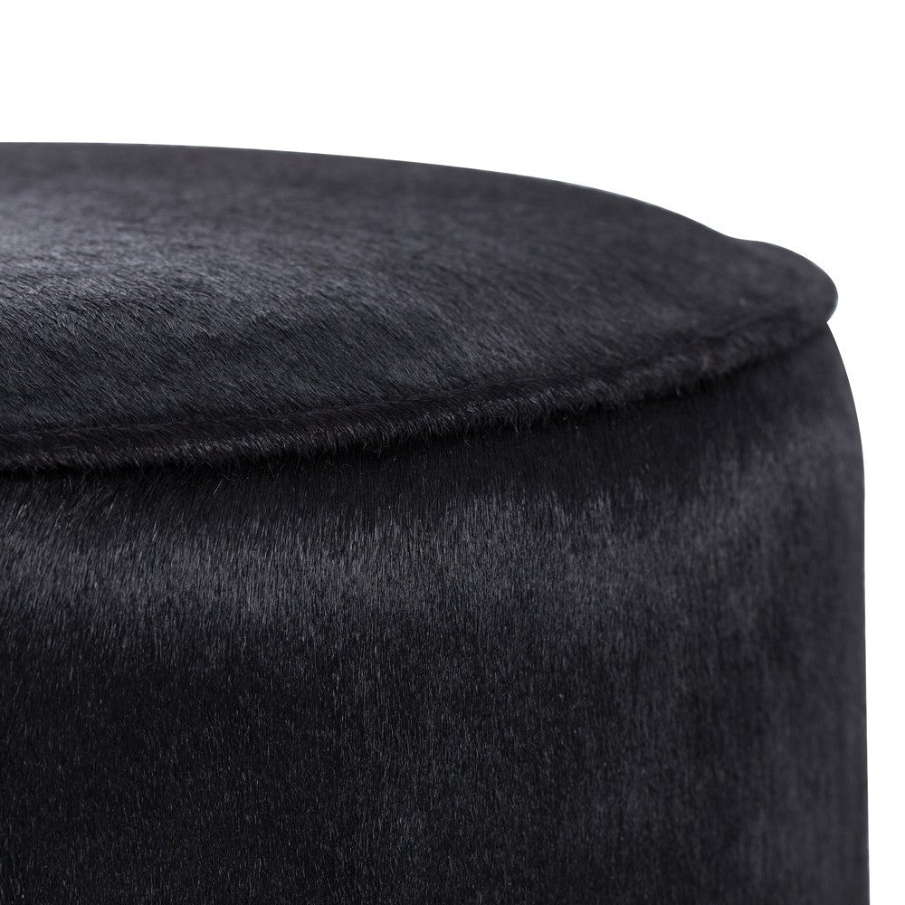 Arteriors Home, Pratt Black Cowhide Drum Ottoman,6060