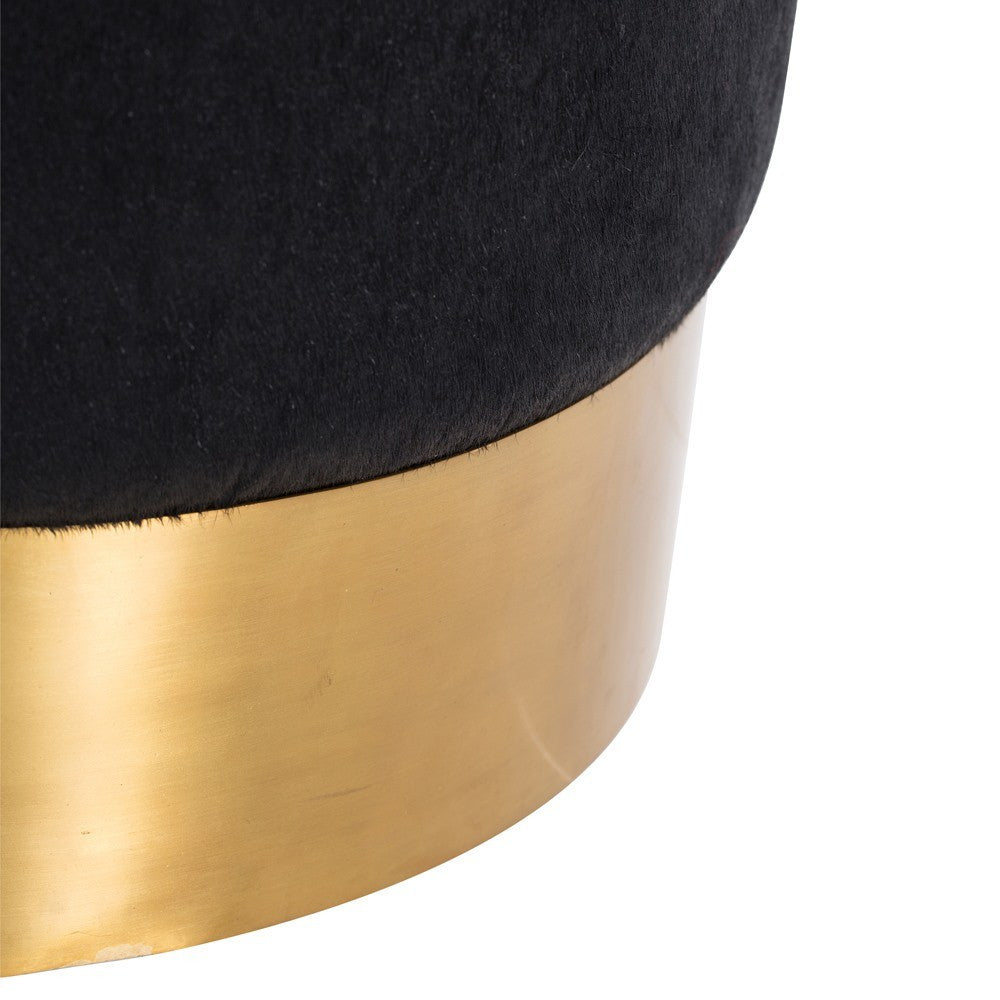 Arteriors Home, Pratt Black Cowhide Drum Ottoman,6060