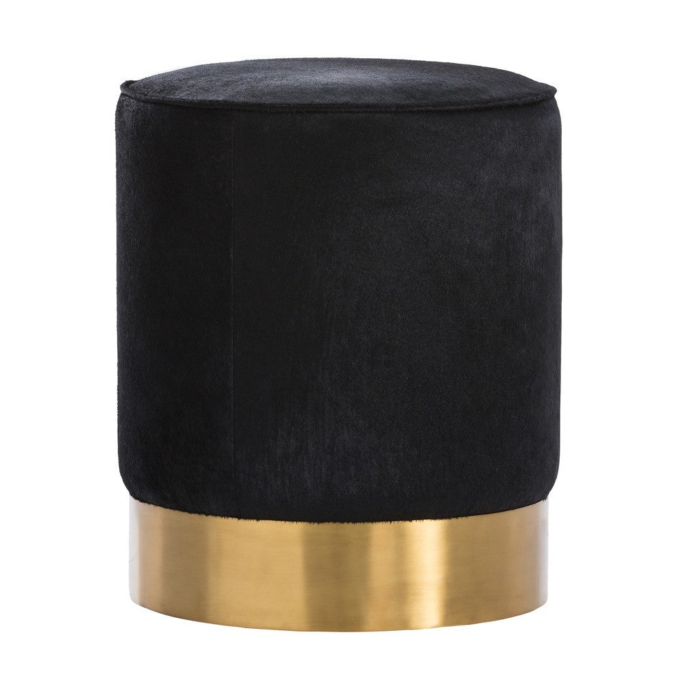 Arteriors Home, Pratt Black Cowhide Drum Ottoman,6060