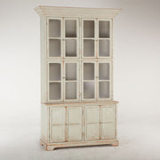 Vintage Solid Wood China Cabinet Hutch with Glass Doors