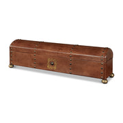 Telescope Leather Box W/Tacks by Sarreid Ltd