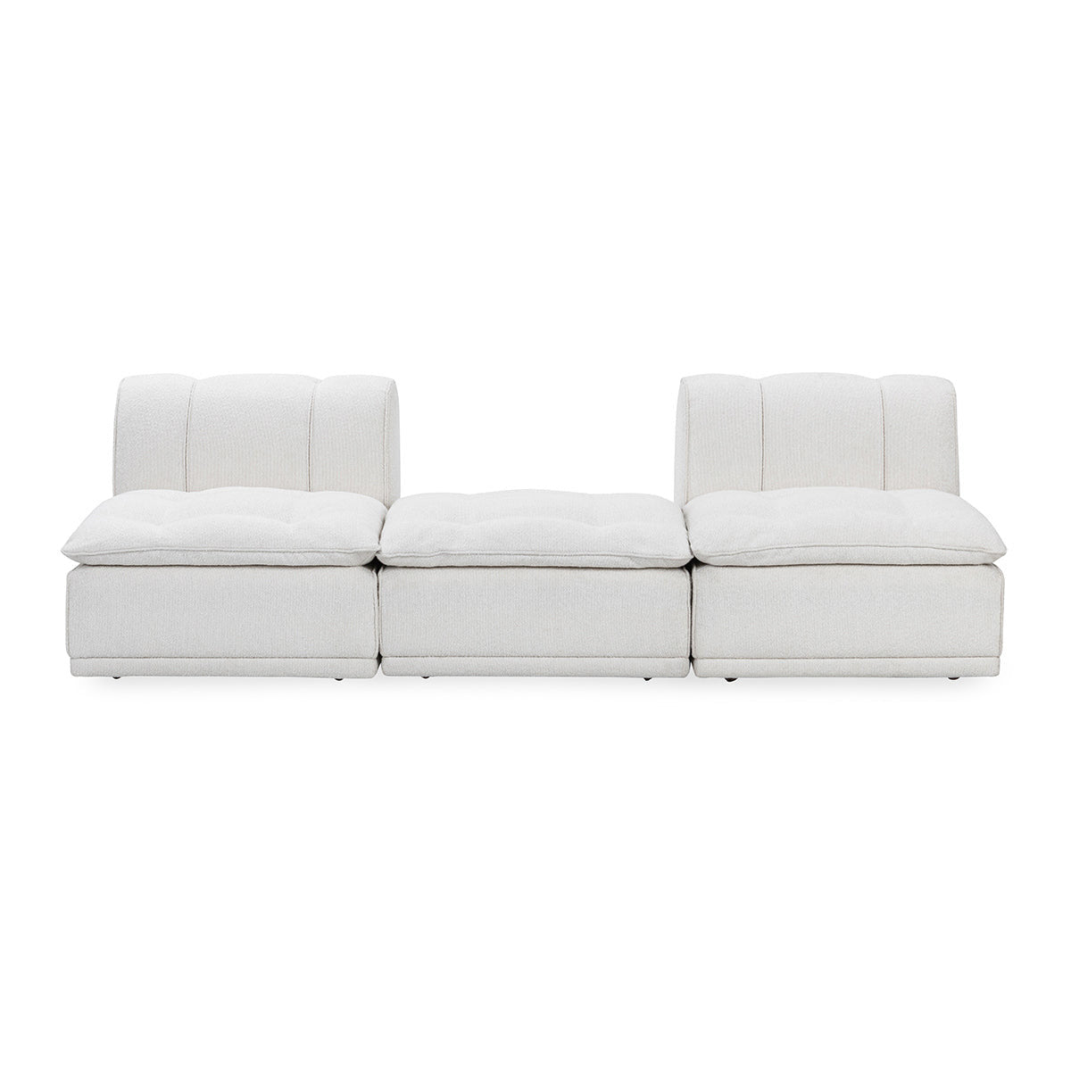 Haven White Upholstered Modular 2pc Sectional w/ Ottoman