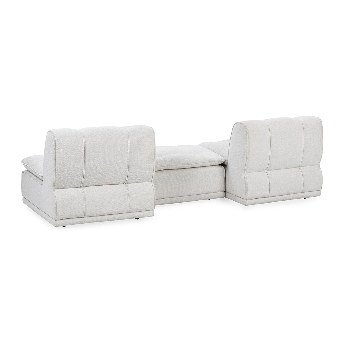 Haven White Upholstered Modular 2pc Sectional w/ Ottoman